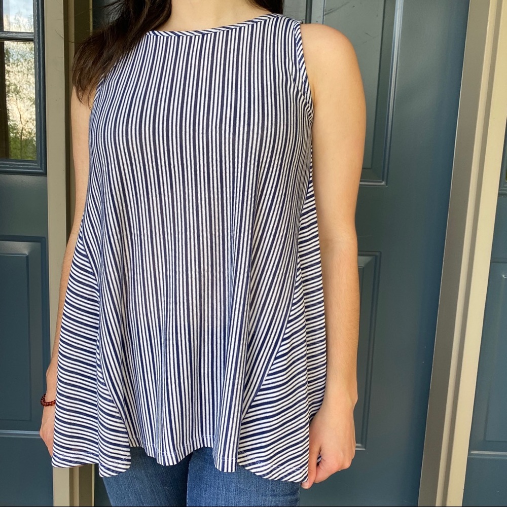 COPY - F&F Navy Striped Flowy Tank
